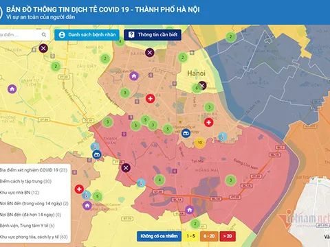 Hà Nội triển khai ứng dụng bản đồ thông tin dịch tễ Covid-19