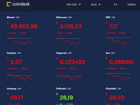 Giá Bitcoin hôm nay (17/8): Làn sóng đỏ trên thị trường tiền điện tử